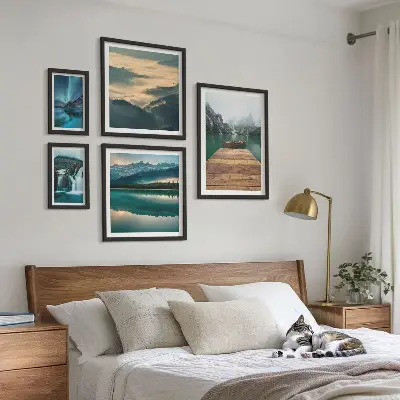 Landscape wall art set set of 5 waterfalls and mountains pieces