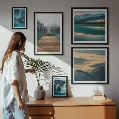 Set of 5 wall art pieces Landscapes waterfalls mountains