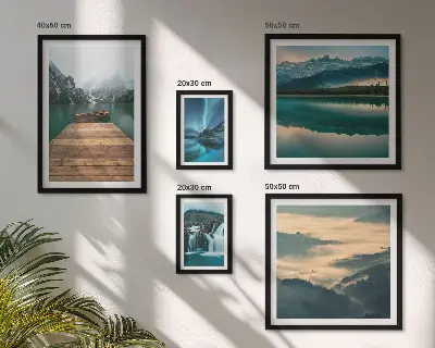 Set of 5 wall art pieces Landscapes waterfalls mountains