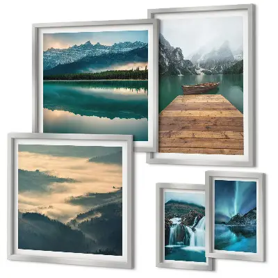 Landscape wall art set set of 5 waterfalls and mountains pieces