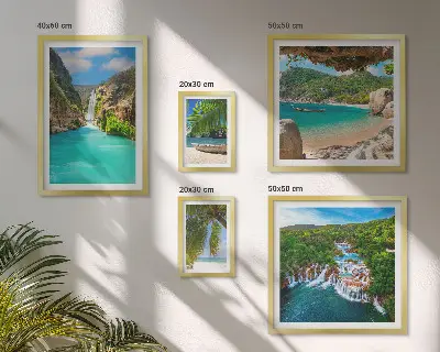 Gallery wall tropical waterfalls and beaches theme