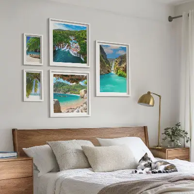 Gallery wall tropical waterfalls and beaches theme