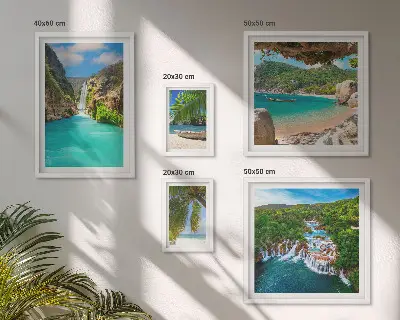 Gallery wall tropical waterfalls and beaches theme