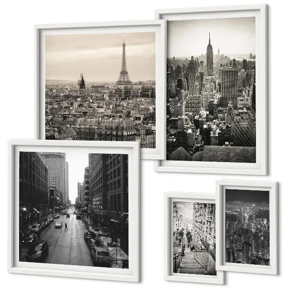 Framed photo set City panoramas of European capitals
