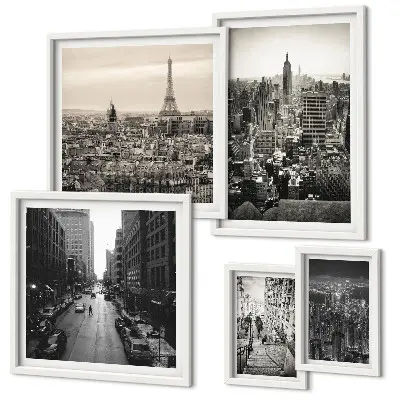 Framed photo set City panoramas of European capitals