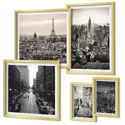 Framed photo set City panoramas of European capitals