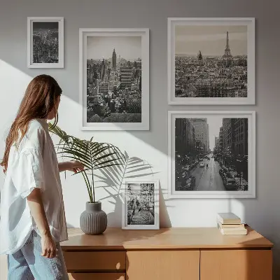 Framed photo set City panoramas of European capitals