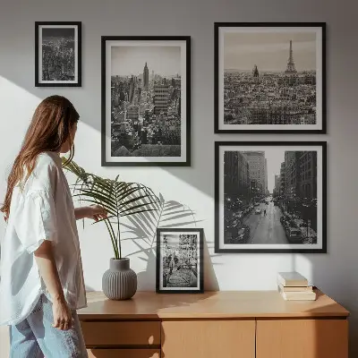 Framed photo set City panoramas of European capitals