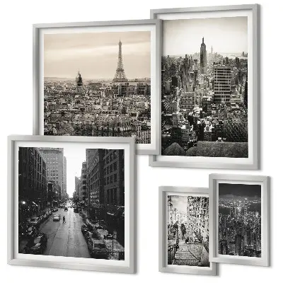 Framed photo set City panoramas of European capitals