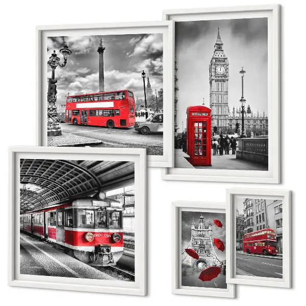 Framed photo set London motifs with accents