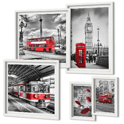 Framed photo set London motifs with accents