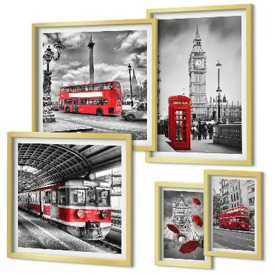 Framed photo set London motifs with accents