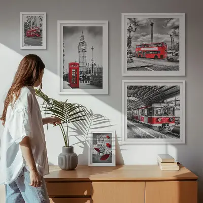 Framed photo set London motifs with accents