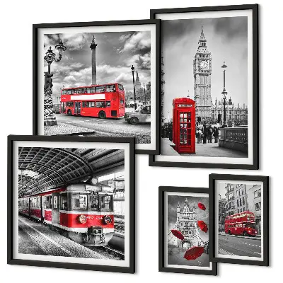 Framed photo set London motifs with accents