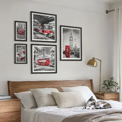 Framed photo set London motifs with accents