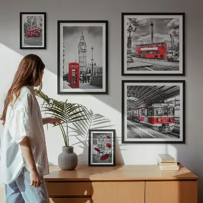 Framed photo set London motifs with accents