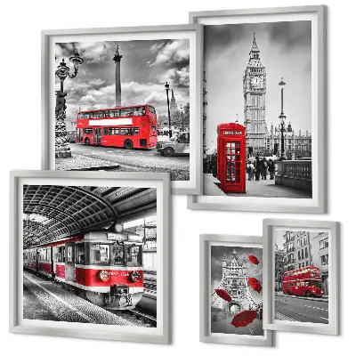 Framed photo set London motifs with accents