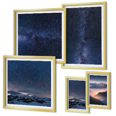 Set of 5 wall art pieces Cosmic skyscapes