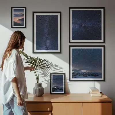 Set of 5 wall art pieces Cosmic skyscapes