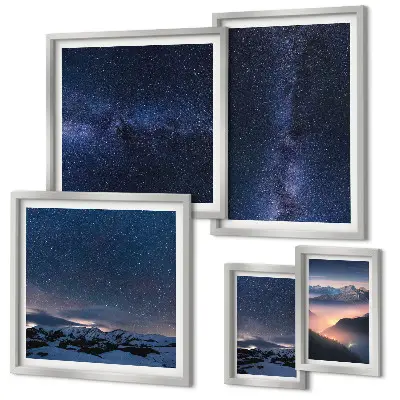 Set of 5 wall art pieces Cosmic skyscapes