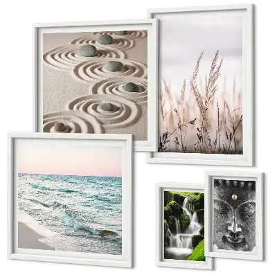Framed photo set relaxing nature zen water scene