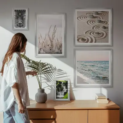 Framed photo set relaxing nature zen water scene