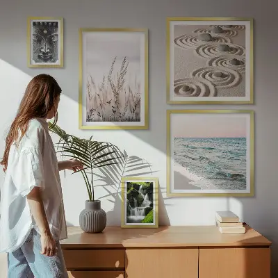 Framed photo set relaxing nature zen water scene