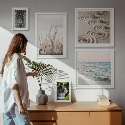 Framed photo set relaxing nature zen water scene