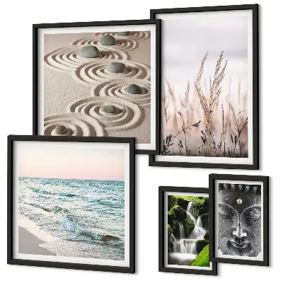 Framed photo set Relaxing nature zen water