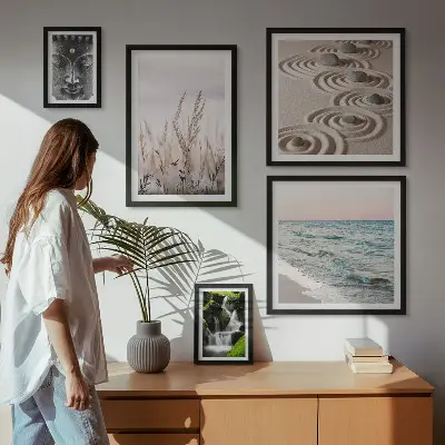 Framed photo set relaxing nature zen water scene