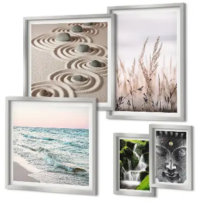 Framed photo set Relaxing nature zen water