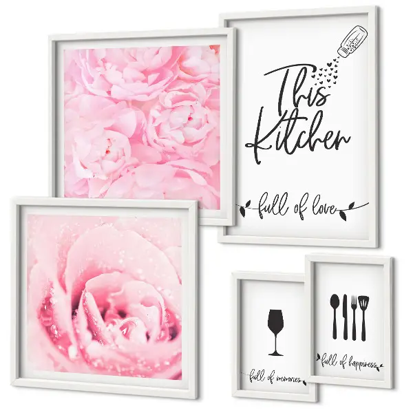 Set of 5 wall art pieces Kitchen inspirations roses accessories