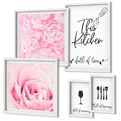 Set of 5 wall art pieces Kitchen inspirations roses accessories