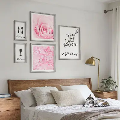 Set of 5 wall art pieces Kitchen inspirations roses accessories