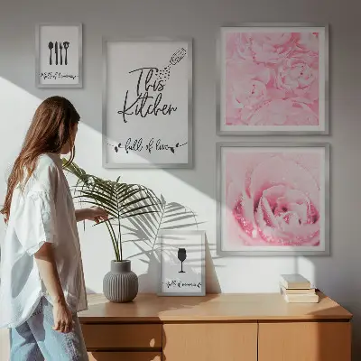Set of 5 wall art pieces Kitchen inspirations roses accessories
