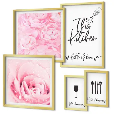 Rose-themed kitchen wall art set of 5 decorative wall pieces