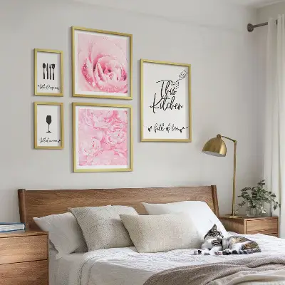 Set of 5 wall art pieces Kitchen inspirations roses accessories