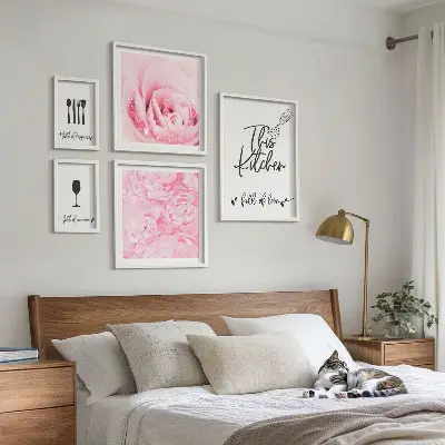 Rose-themed kitchen wall art set of 5 decorative wall pieces