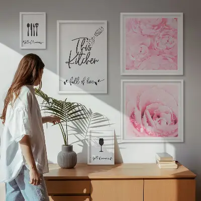 Set of 5 wall art pieces Kitchen inspirations roses accessories