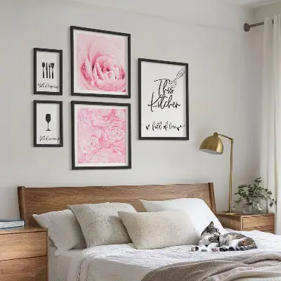 Set of 5 wall art pieces Kitchen inspirations roses accessories