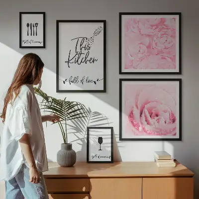 Set of 5 wall art pieces Kitchen inspirations roses accessories