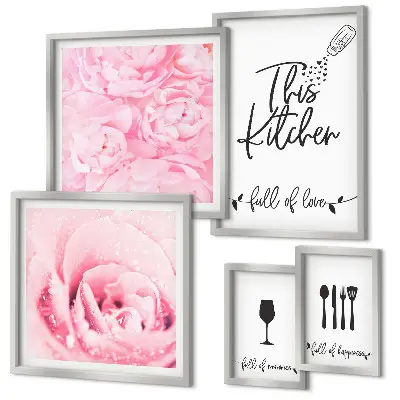 Set of 5 wall art pieces Kitchen inspirations roses accessories