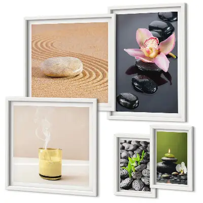 Gallery wall Relaxation zen stones orchids