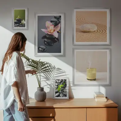 Gallery wall Relaxation zen stones orchids