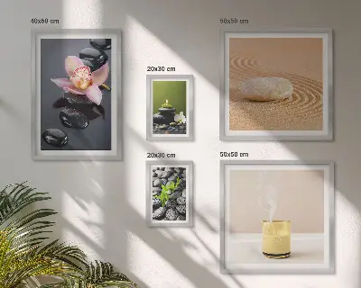 Gallery wall Relaxation zen stones orchids