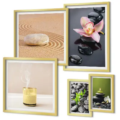 Gallery wall Relaxation zen stones orchids