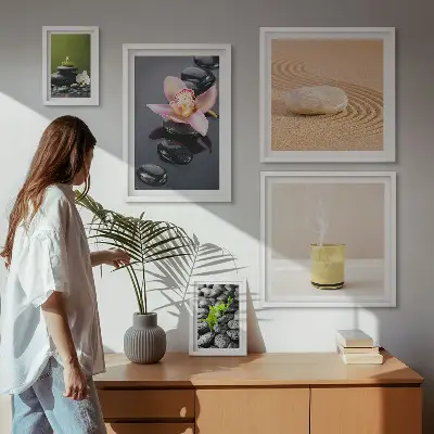 Gallery wall art relaxation zen stones and orchids