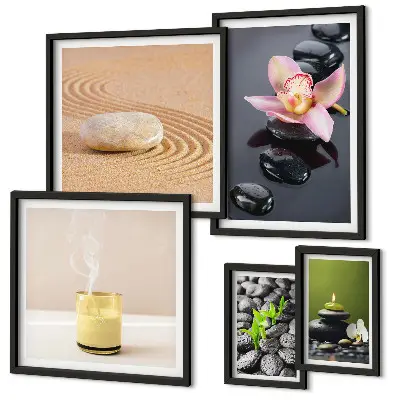 Gallery wall art relaxation zen stones and orchids