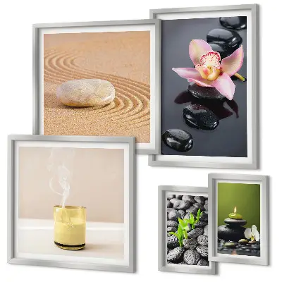 Gallery wall Relaxation zen stones orchids