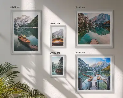 Framed photo set Tranquil lakes wooden boats